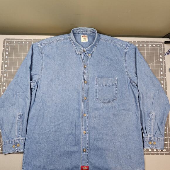 Vintage Dickies Shirt XL Denim Workwear 90s Y2K Americana Retro Outdoors Biker - Picture 1 of 12